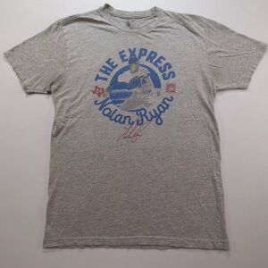 Nolan Ryan "The Express" T-Shirt Texas Rangers Gray Mens Size M NBHF Cooperstown